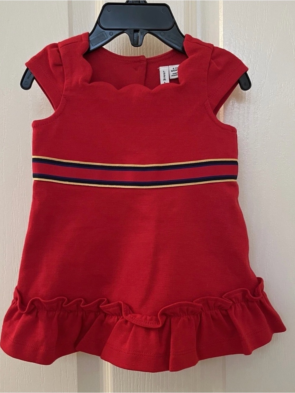 Janie and Jack Red Baby Dress Nautical Boat Luxury Americana USA July 3-6 M